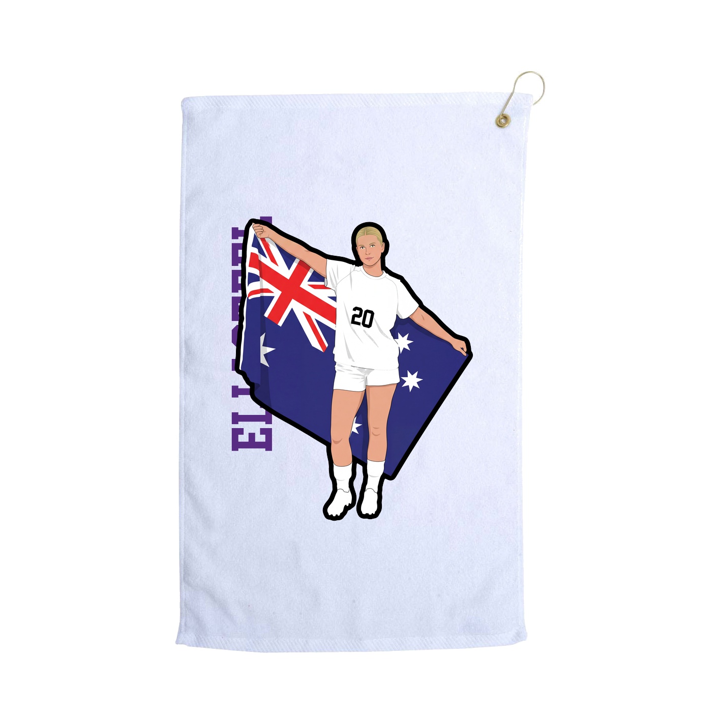 Golf Towel — Name Vertical in White