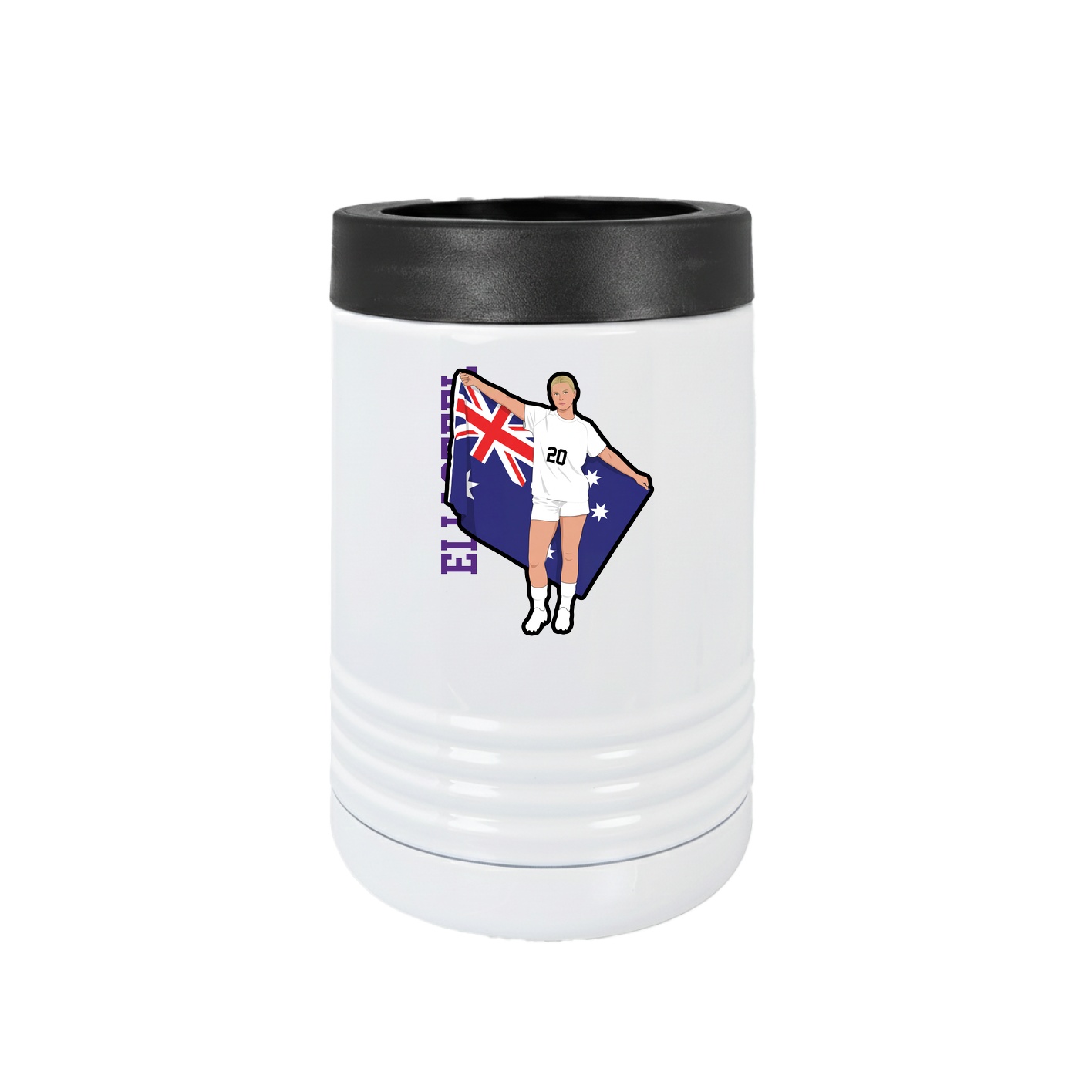 Beverage Holder — Name Vertical in White
