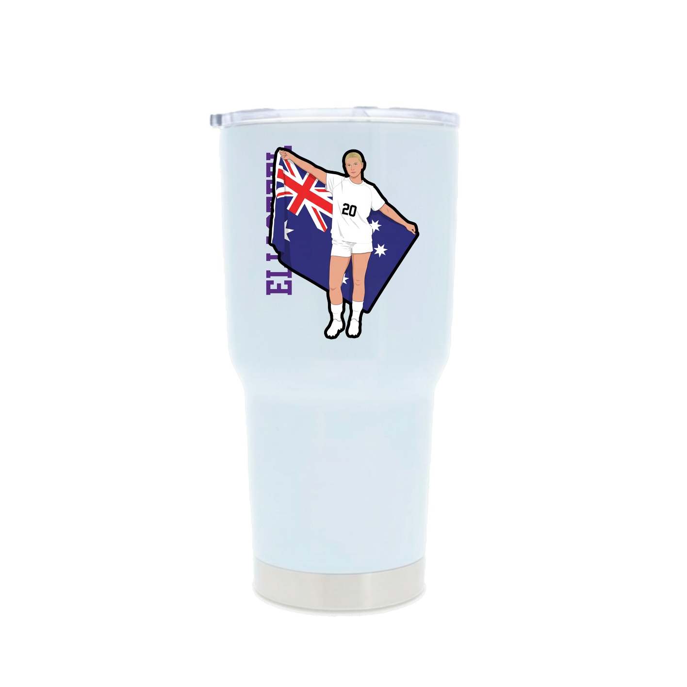 30oz Stainless Steel Tumbler — Name Vertical in White
