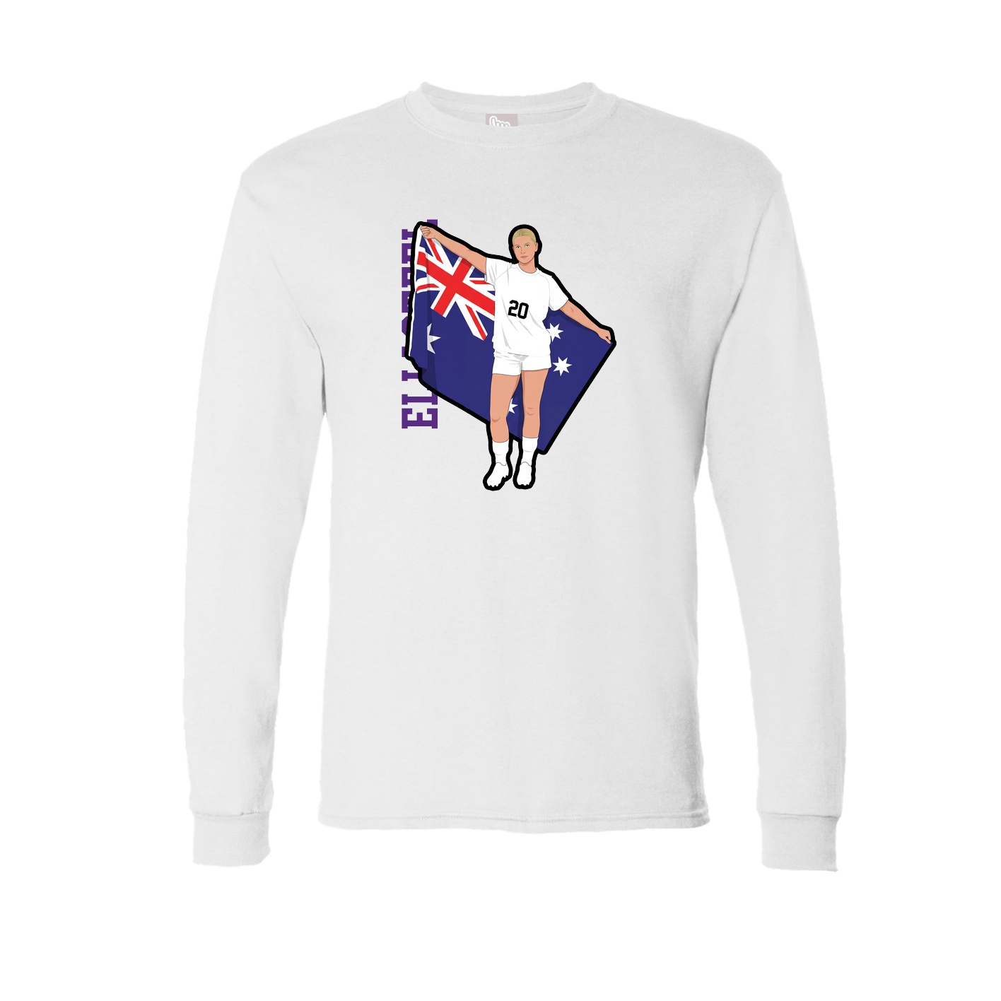 Long Sleeve Tee — Name Vertical in White