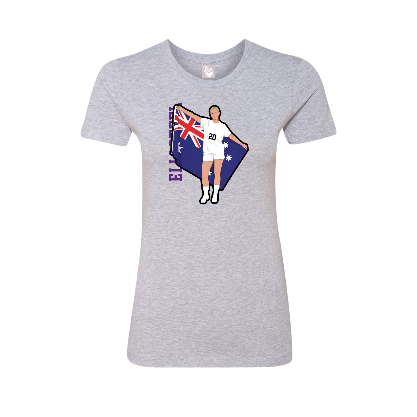 Fitted Women's Tee — Name Vertical in Grey