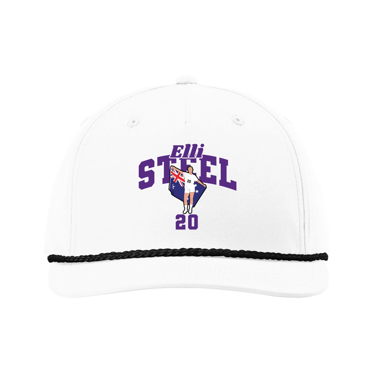 Five-Panel Classic Rope Cap — Signature Arch in White