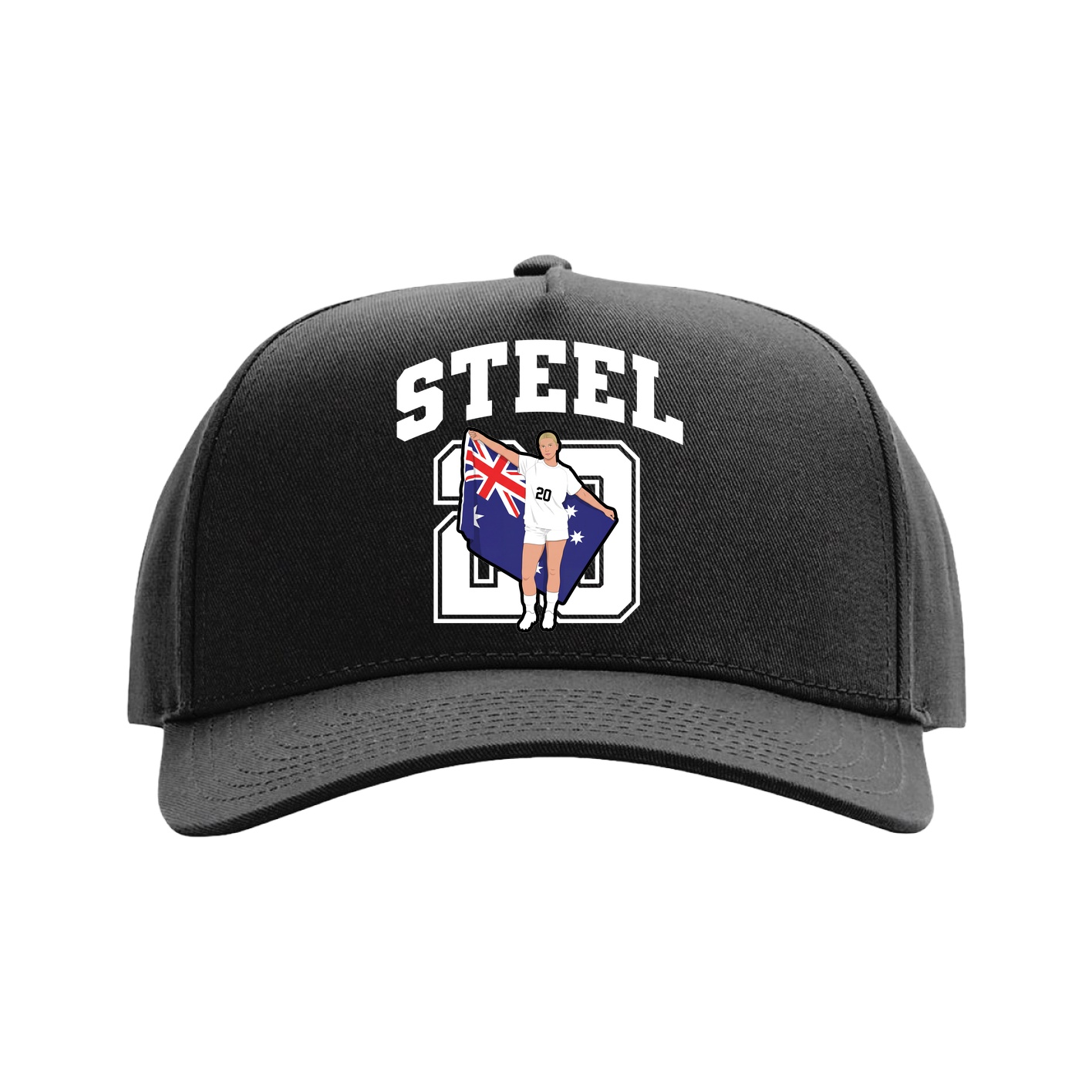 Full Fabric Five-Panel Champ Cap — Number in Black