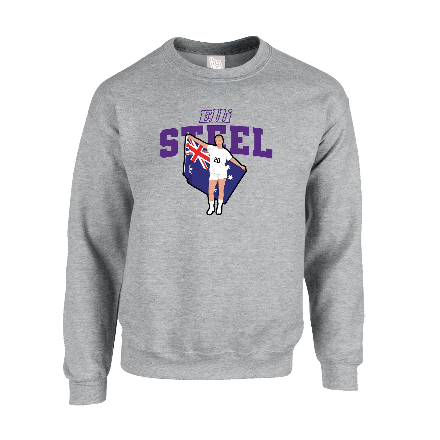 Fleece Crew — Name Arch in Grey