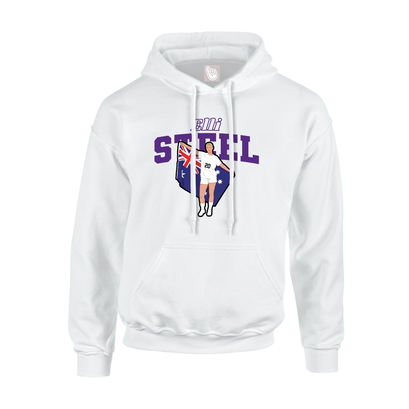 Youth Hoodie — Name Arch in White