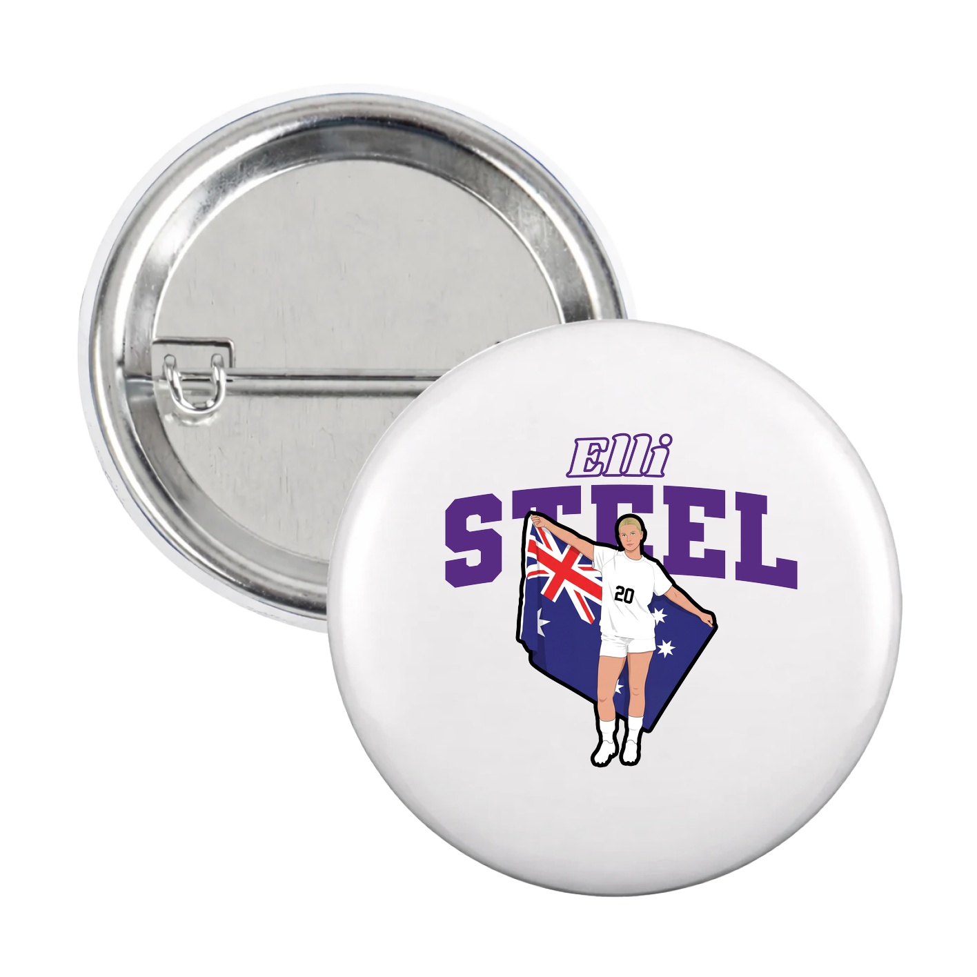 Game Day Button — Name Arch in White