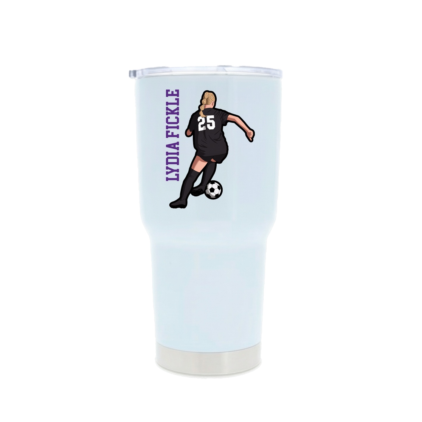 30oz Stainless Steel Tumbler — Name Vertical in White