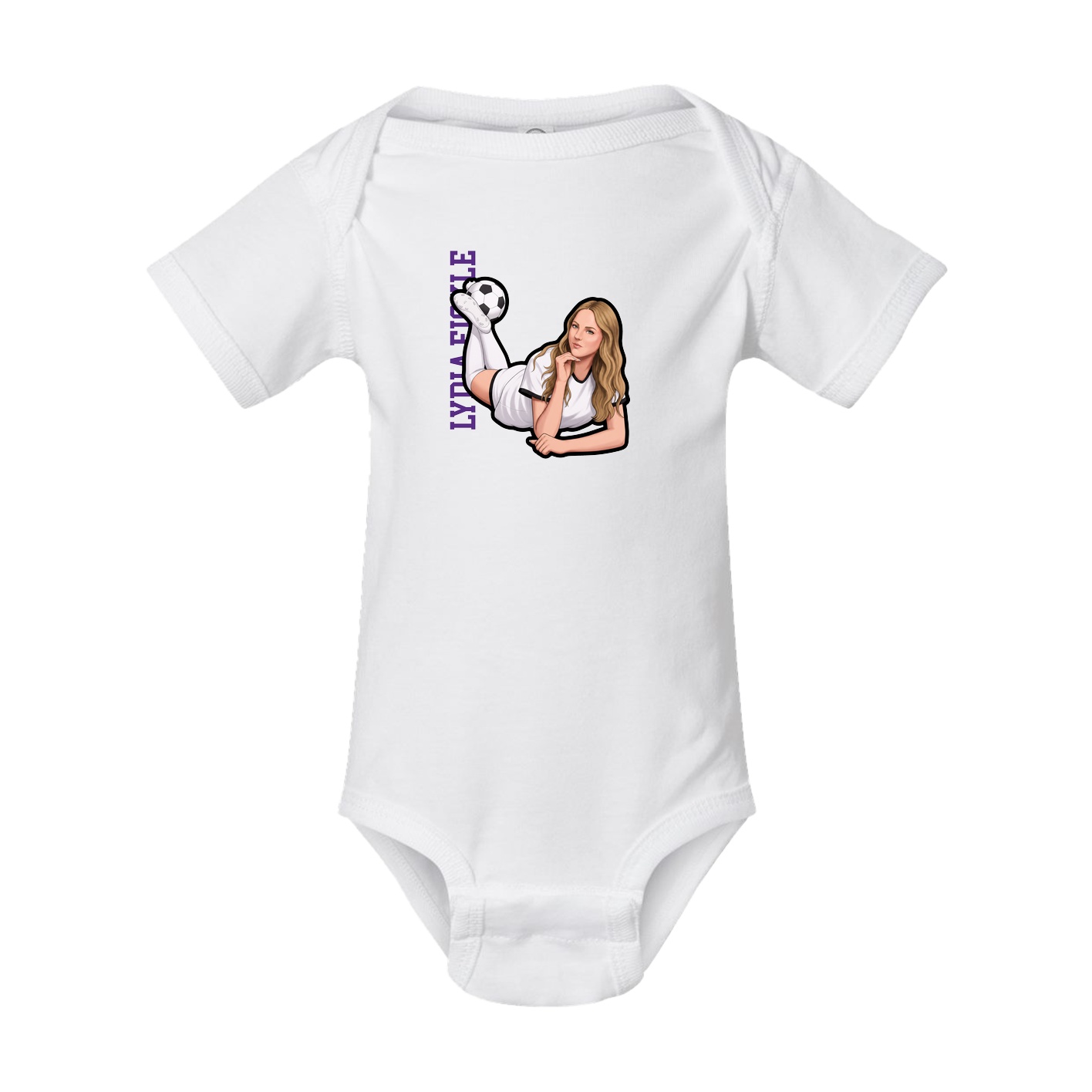 Baby Onesie — Name Vertical in White