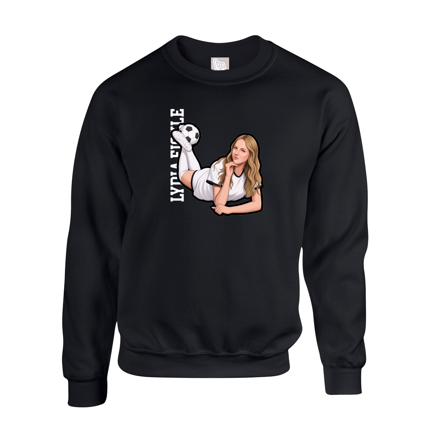 Fleece Crew — Name Vertical in Black