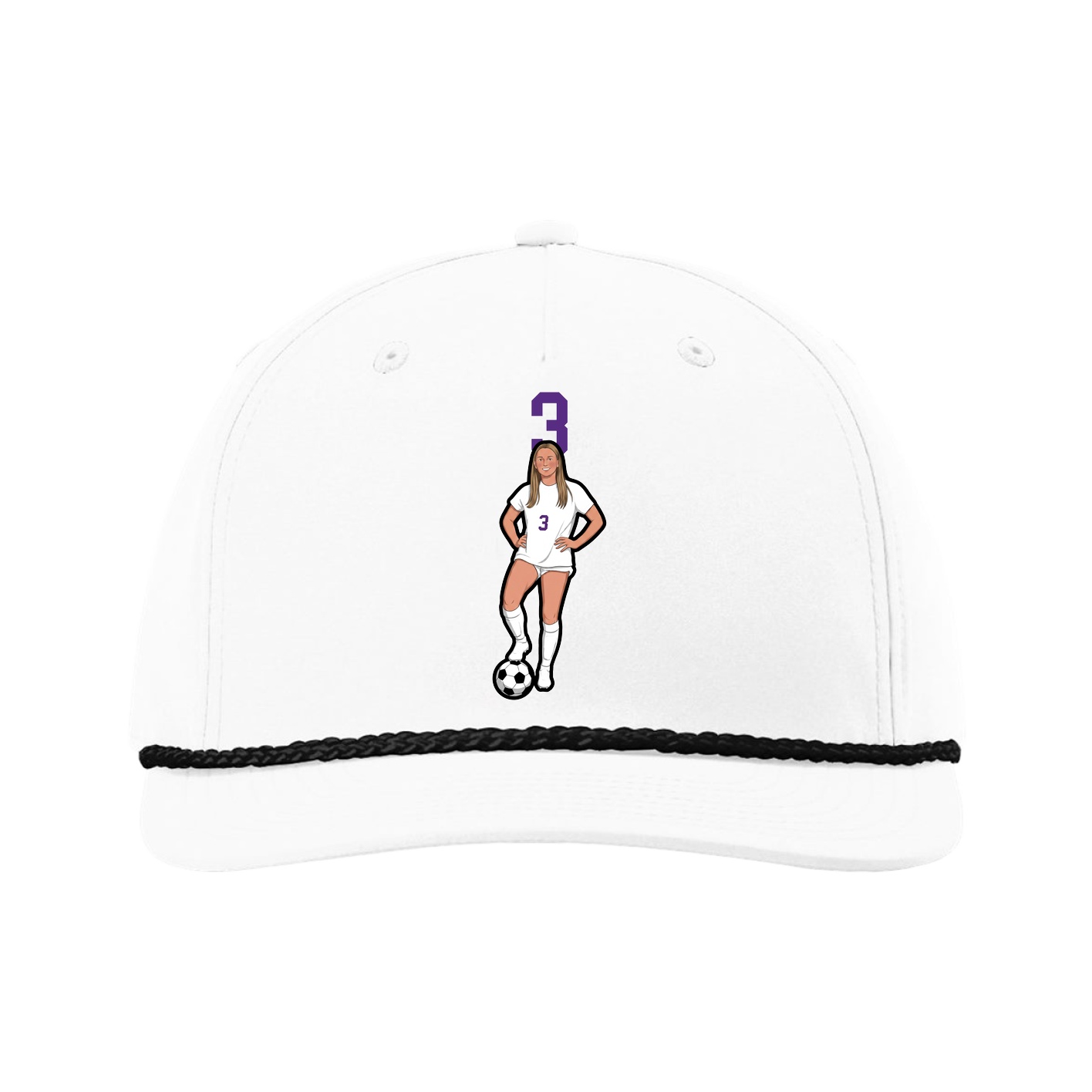 Five-Panel Classic Rope Cap — Number Top in White