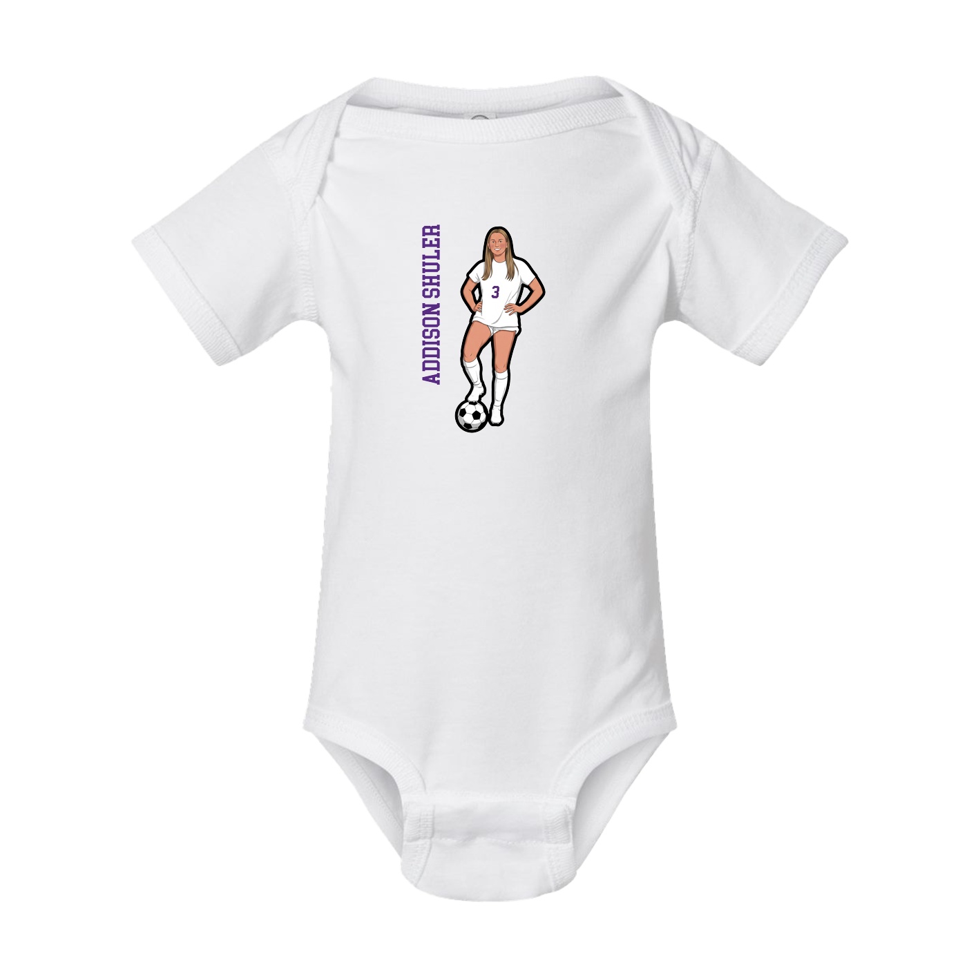 Baby Onesie — Name Vertical in White