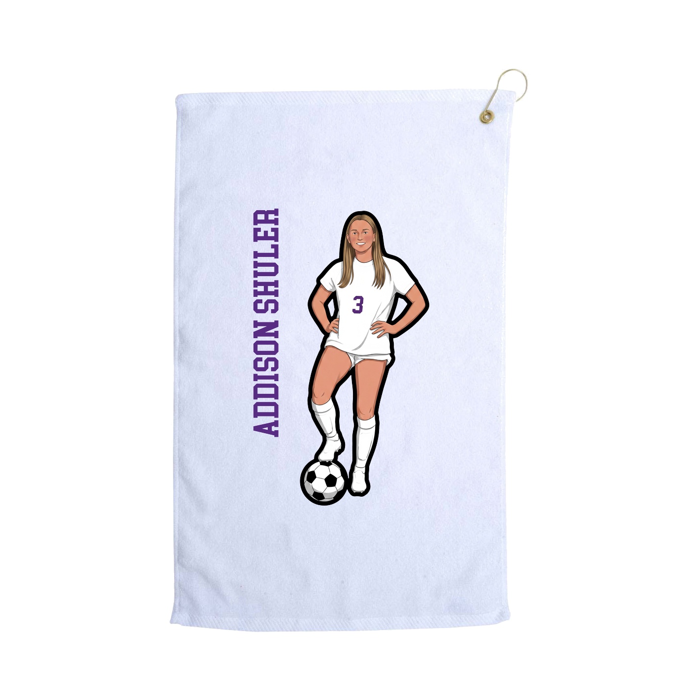 Golf Towel — Name Vertical in White