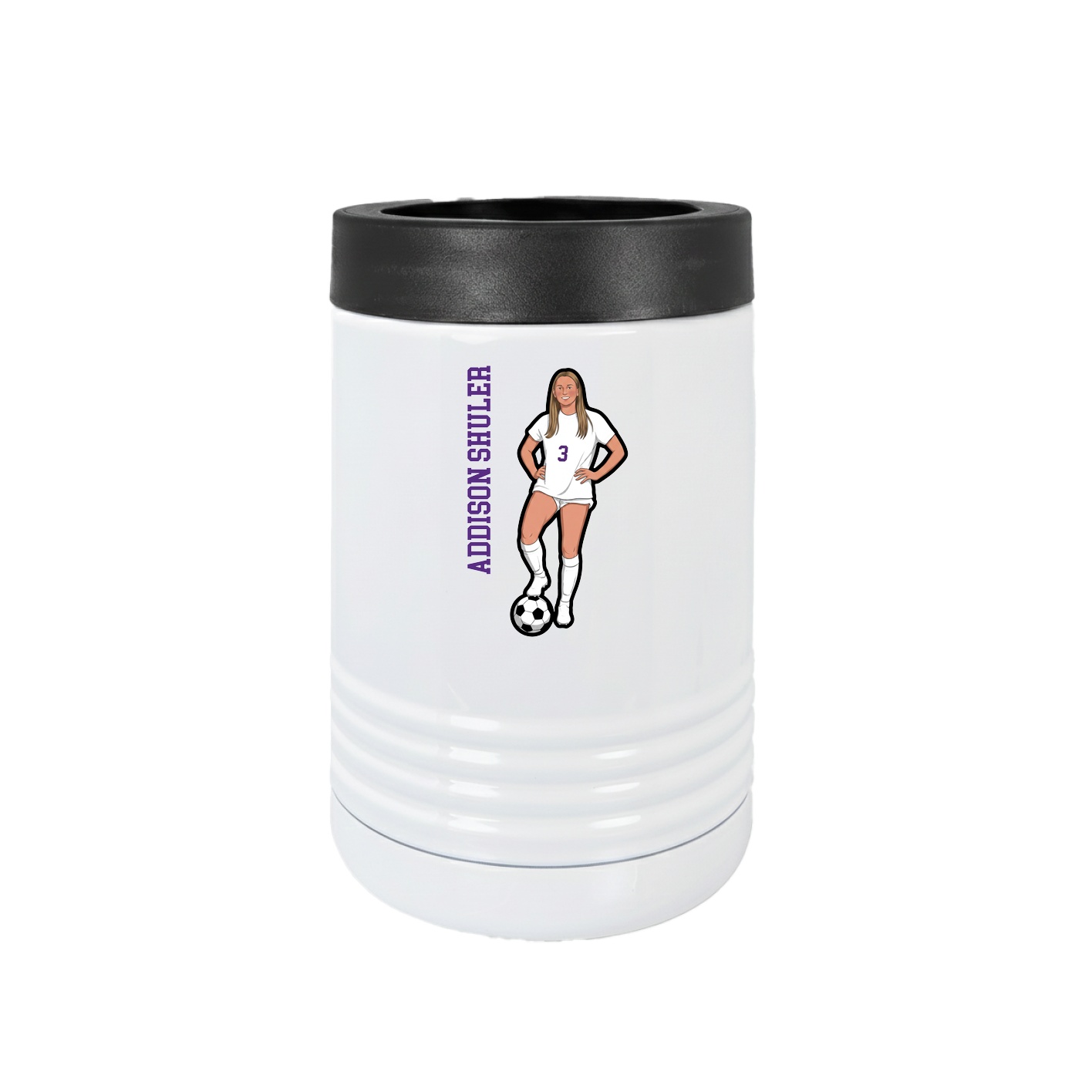 Beverage Holder — Name Vertical in White