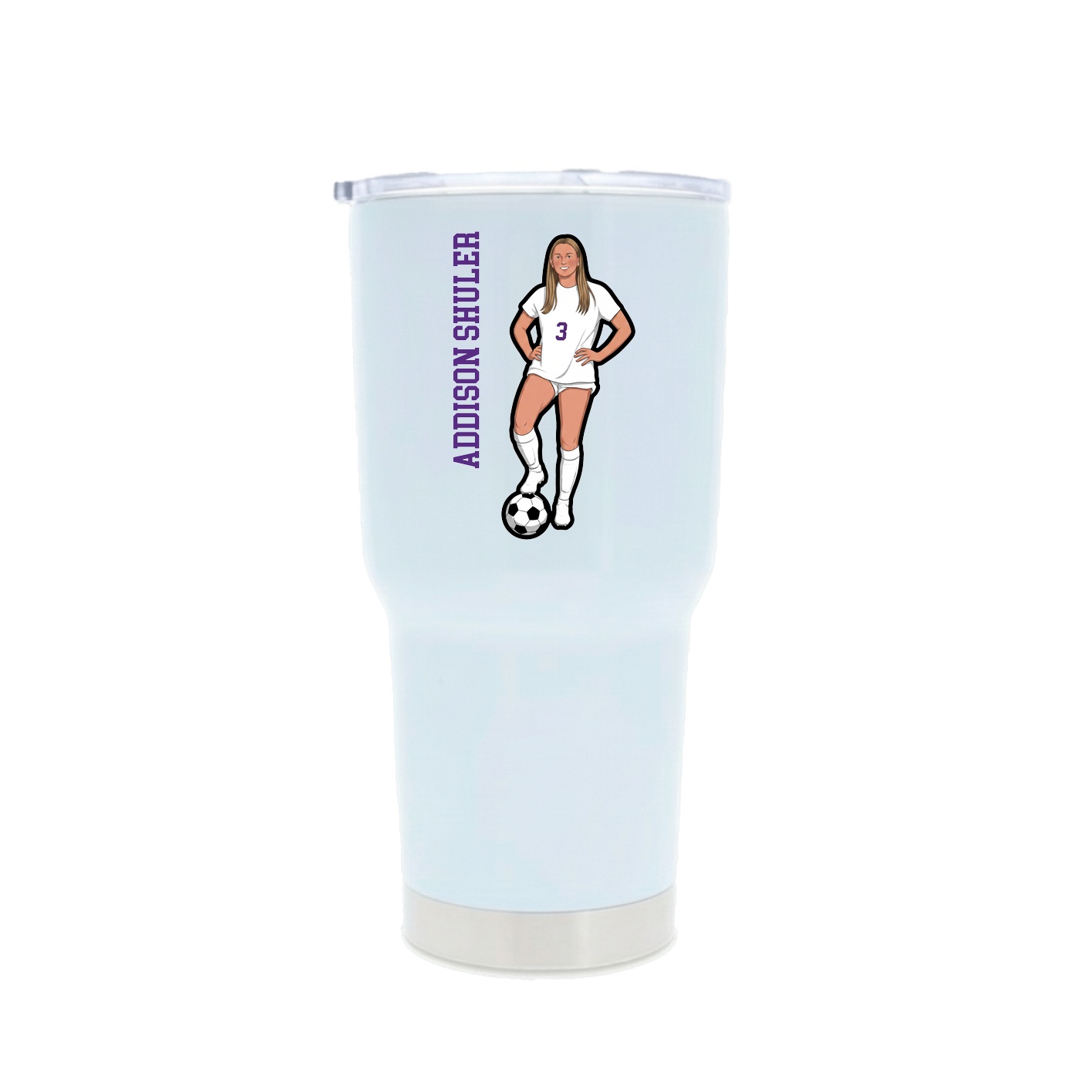 30oz Stainless Steel Tumbler — Name Vertical in White