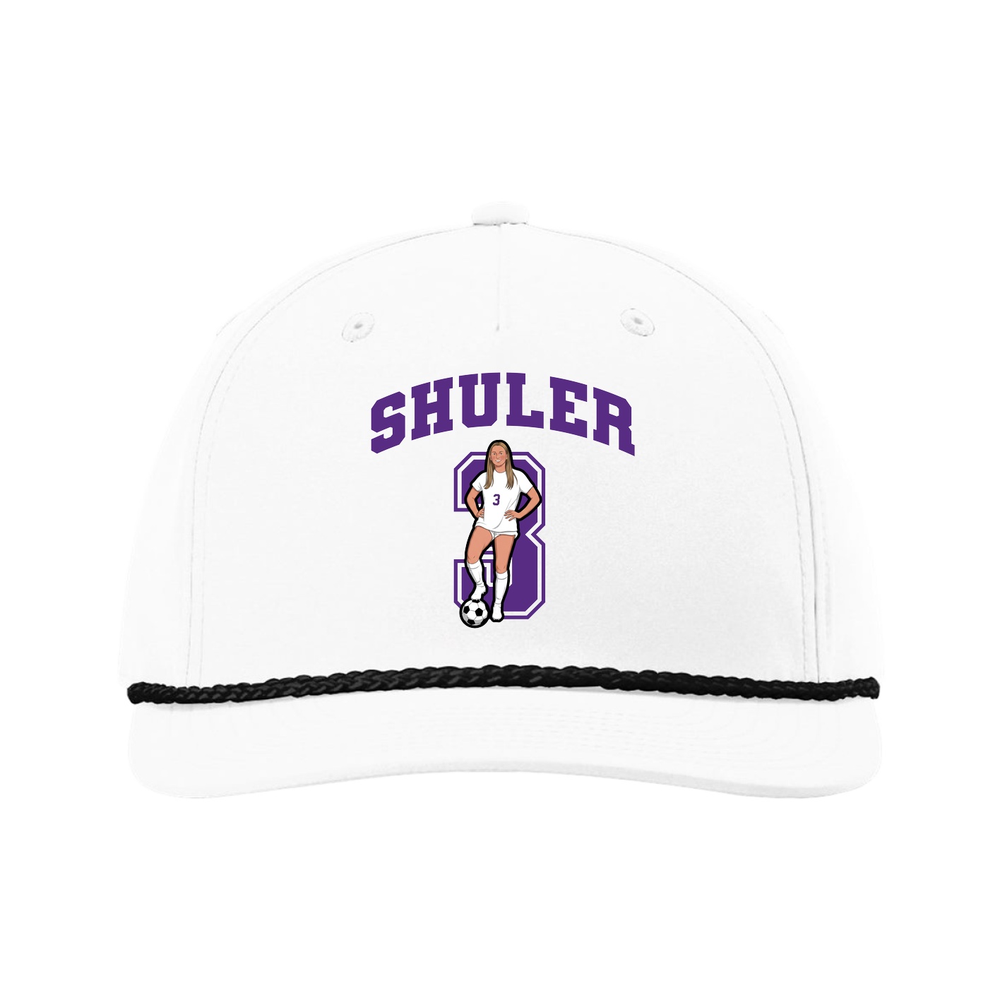 Five-Panel Classic Rope Cap — Number in White