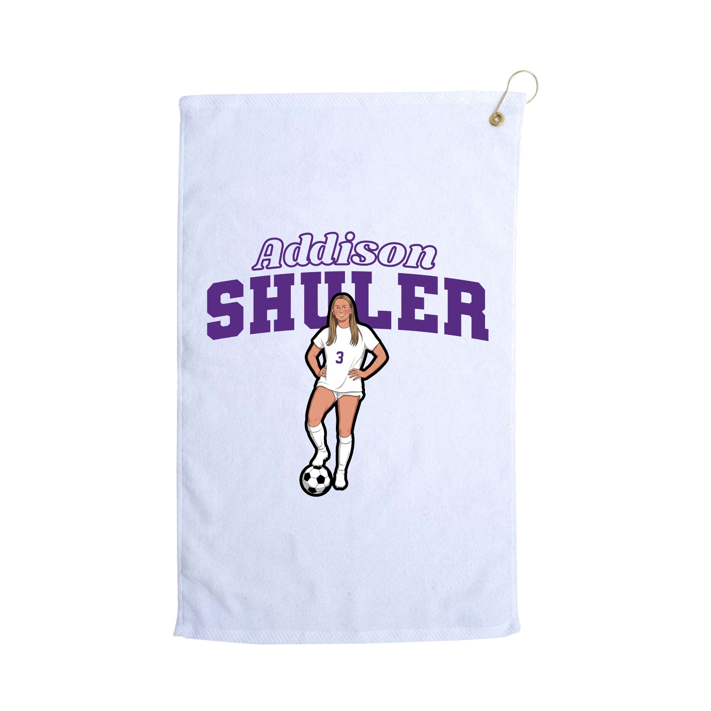 Golf Towel — Name Arch in White