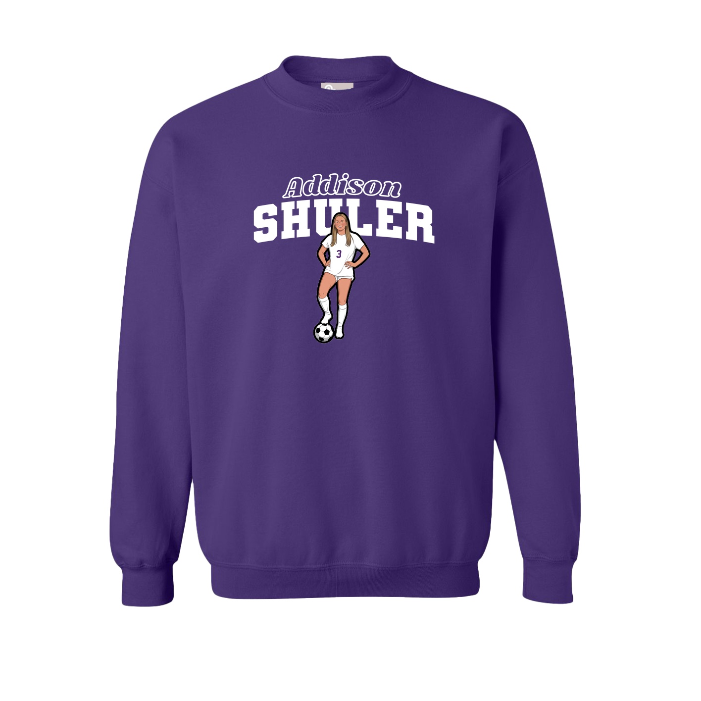 Fleece Crew — Name Arch in Purple