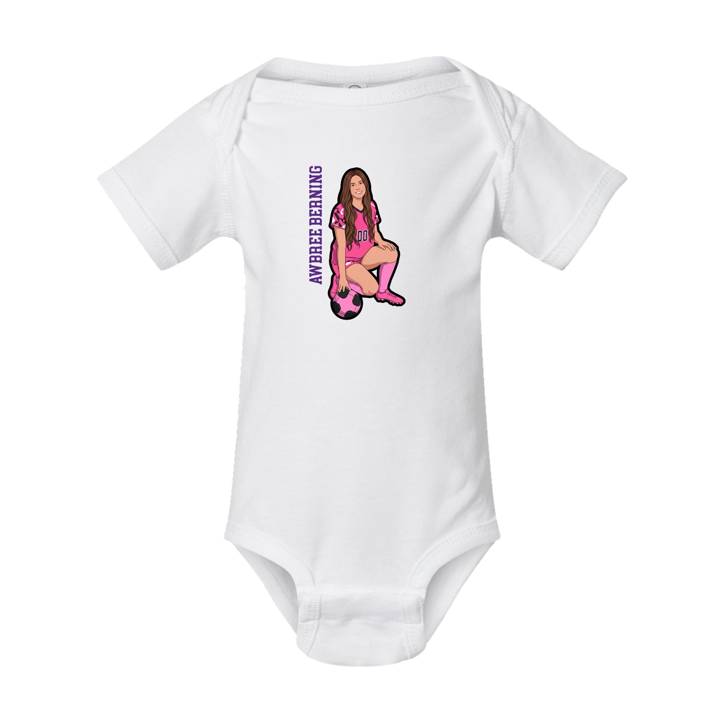 Baby Onesie — Name Vertical in White