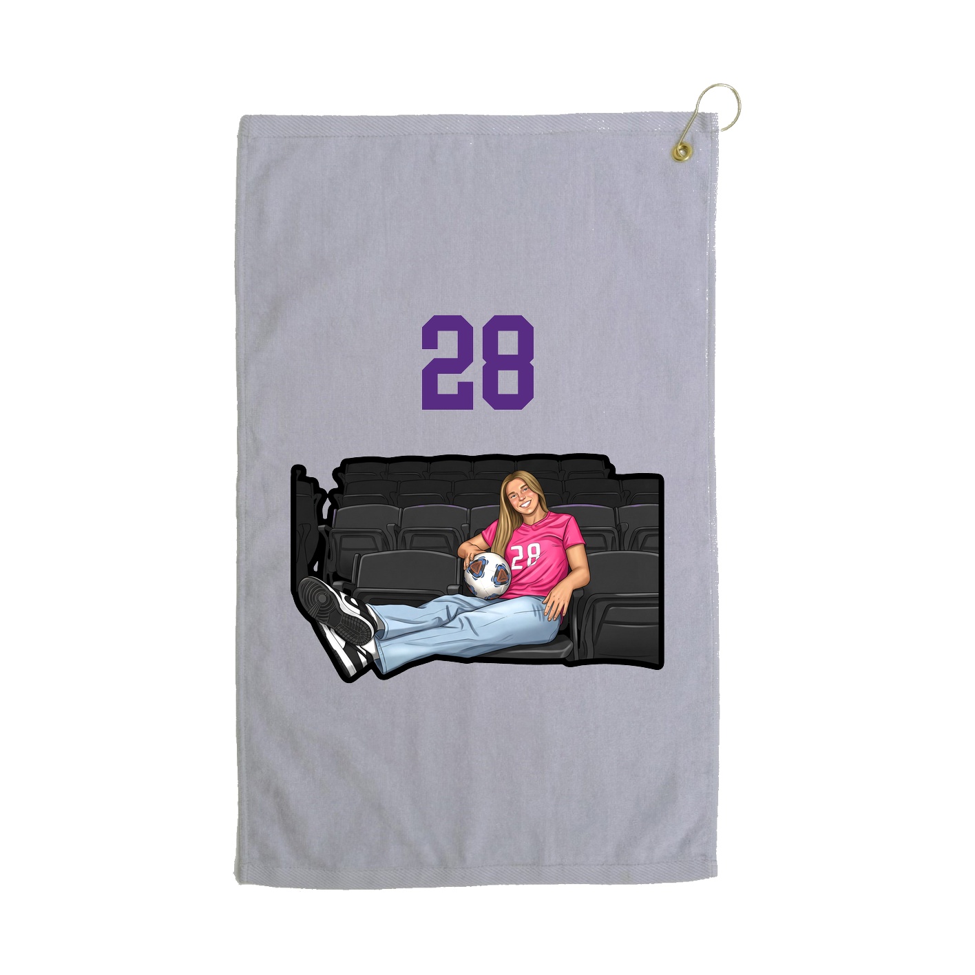 Golf Towel — Number Top in Grey
