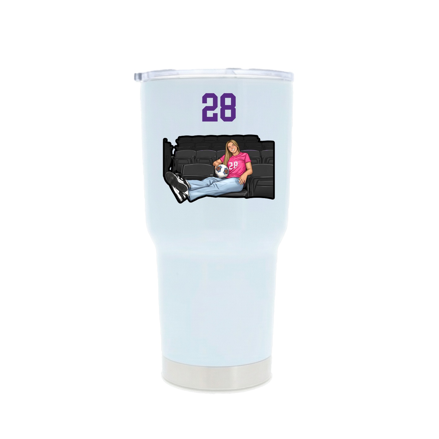 30oz Stainless Steel Tumbler — Number Top in White