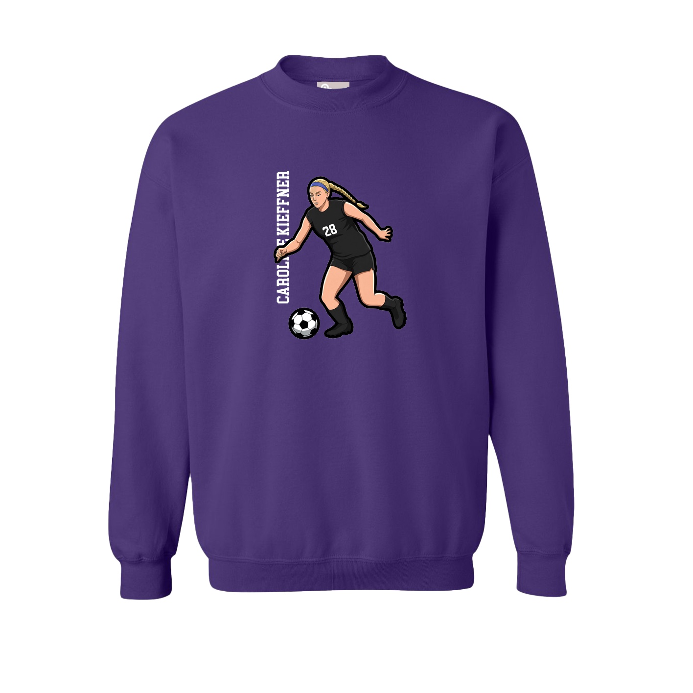 Fleece Crew — Name Vertical in Purple