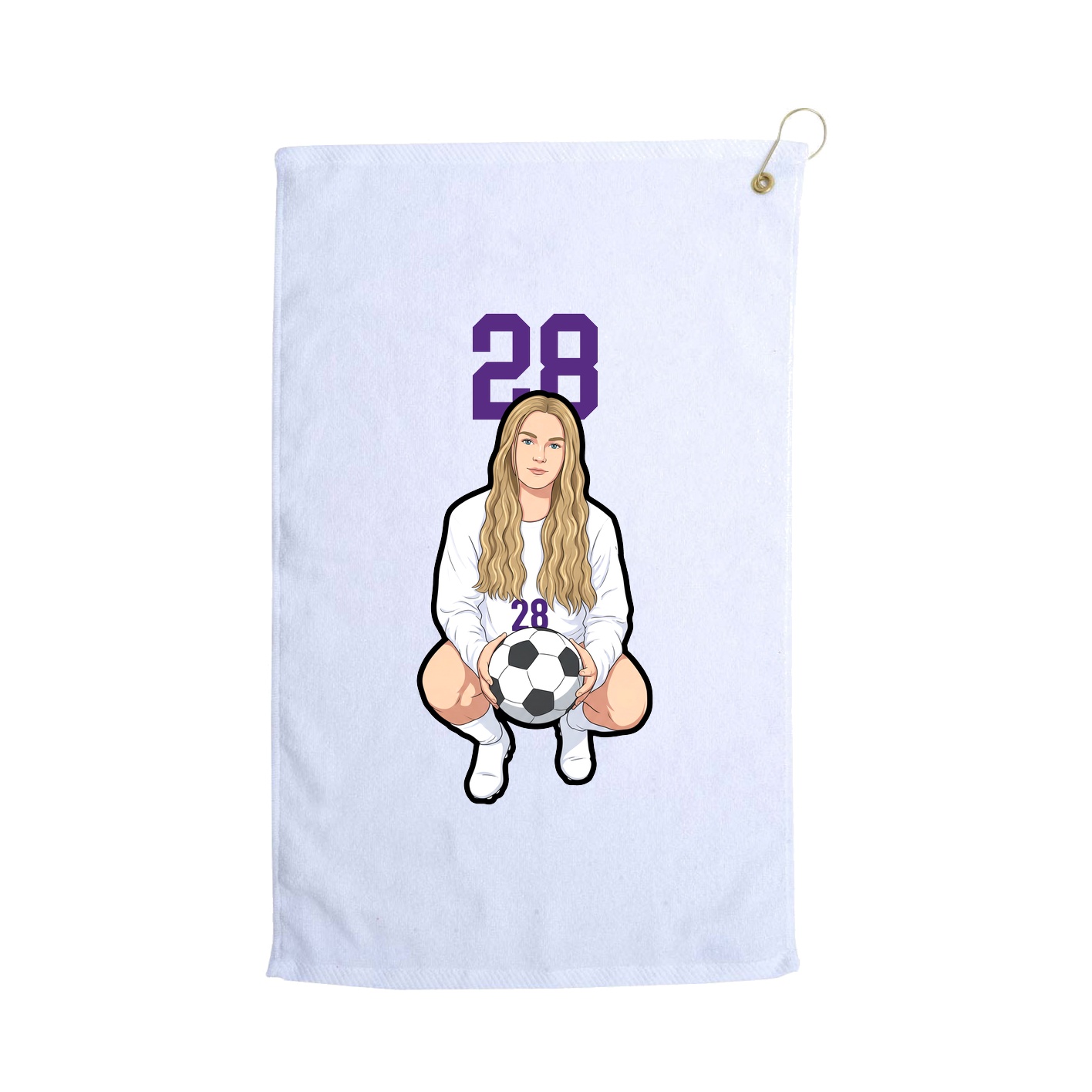 Golf Towel — Number Top in White