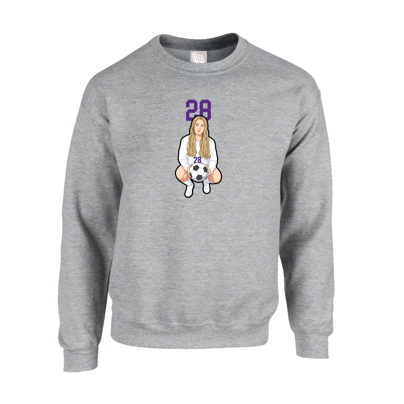 Fleece Crew — Number Top in Grey