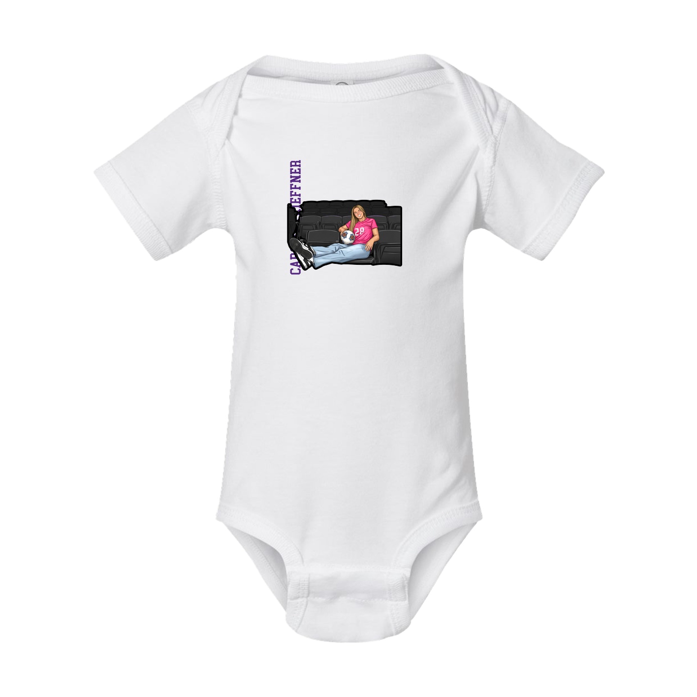 Baby Onesie — Name Vertical in White