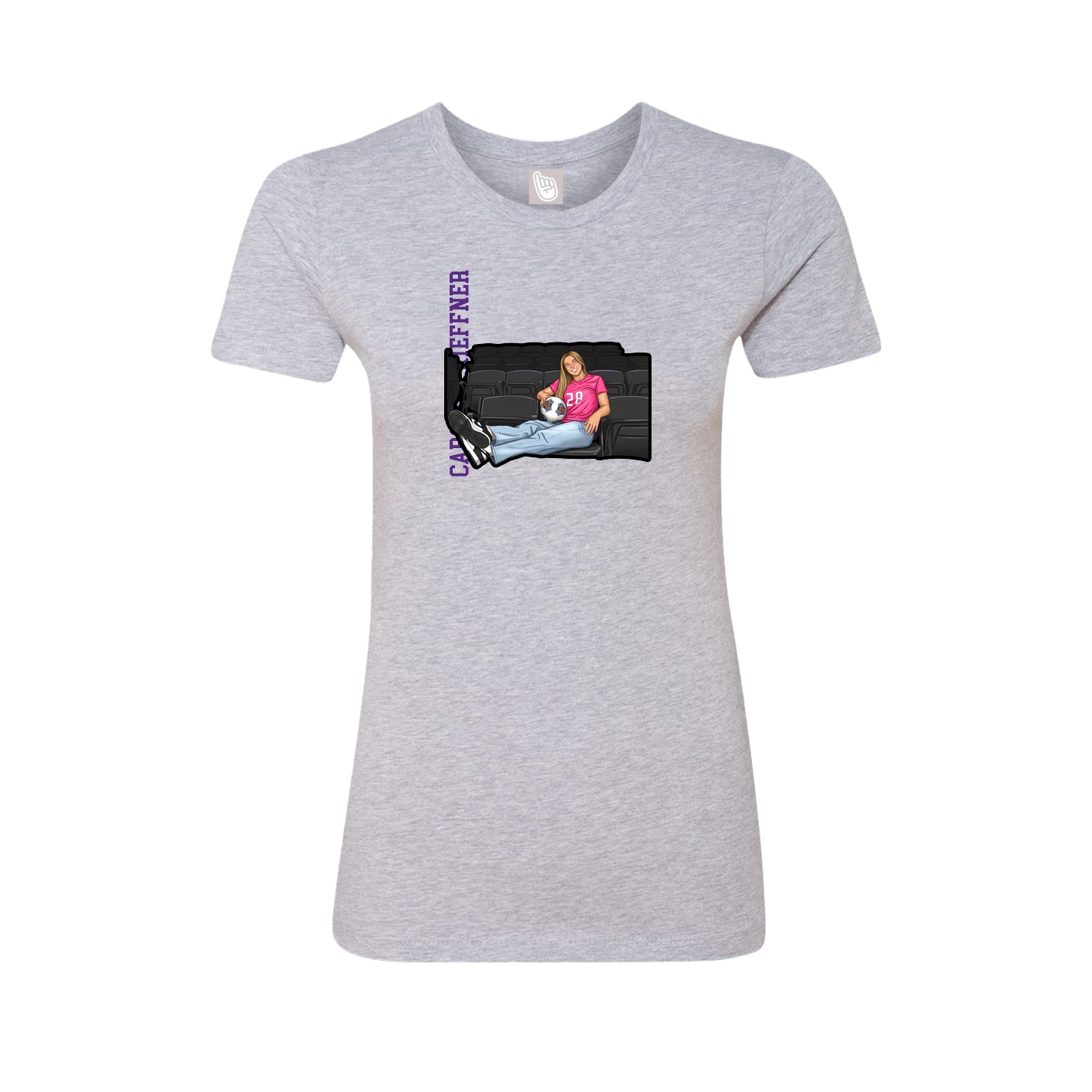 Fitted Women's Tee — Name Vertical in Grey