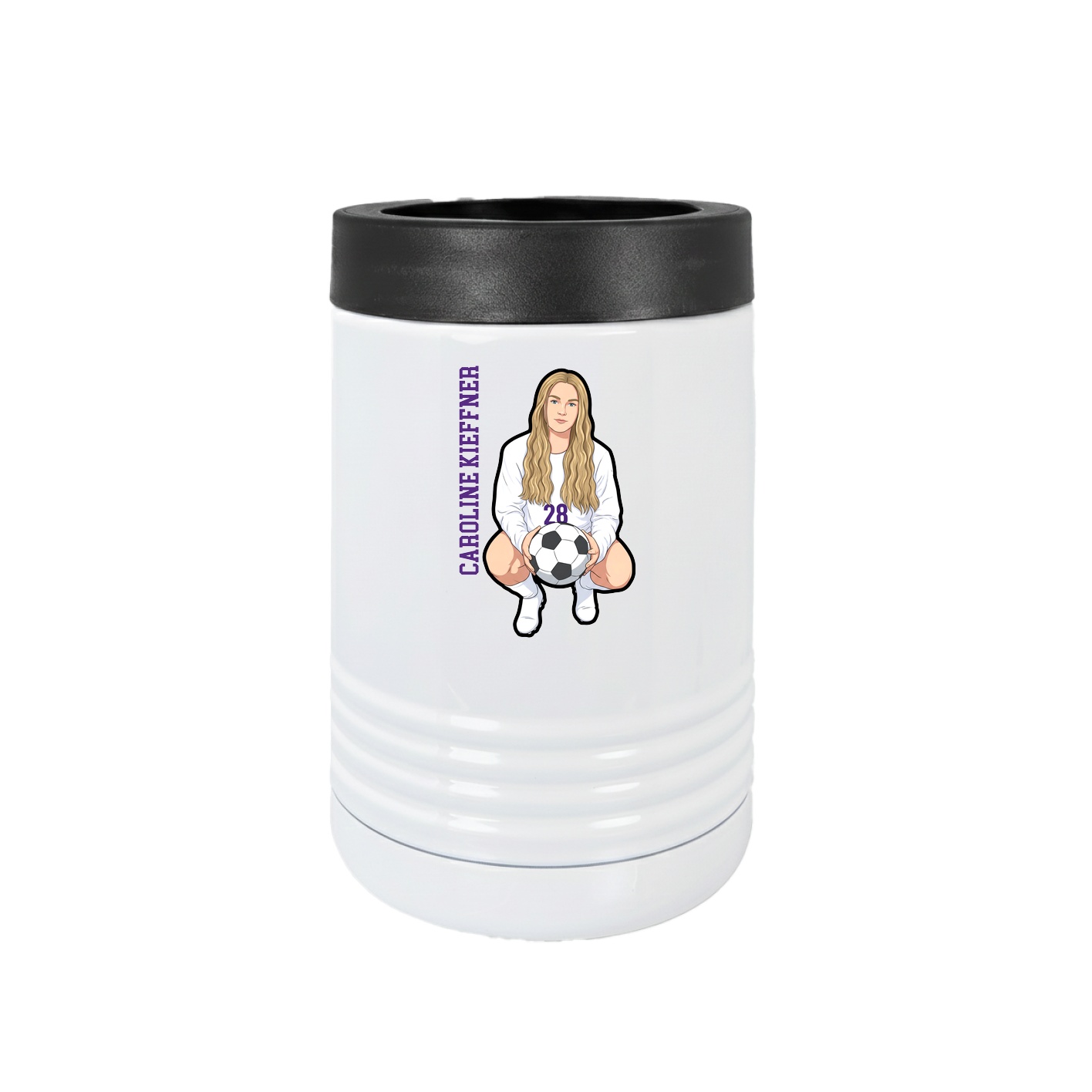 Beverage Holder — Name Vertical in White