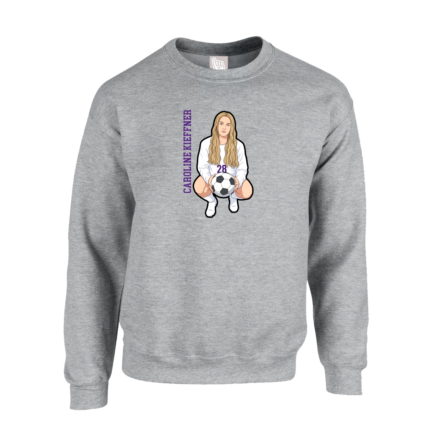 Fleece Crew — Name Vertical in Grey