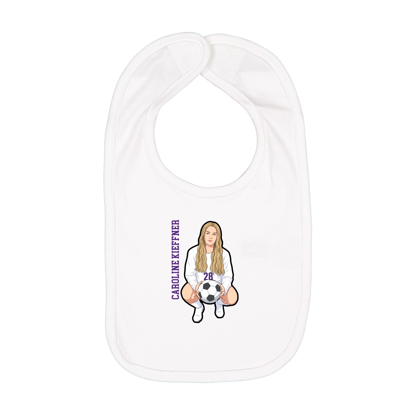Infant Bib — Name Vertical in White
