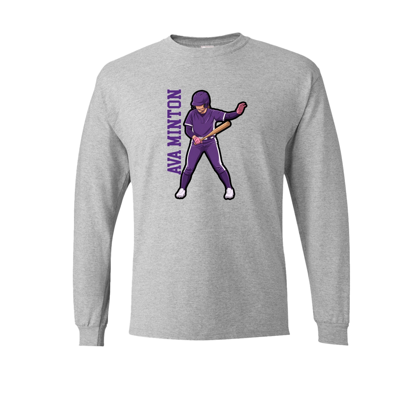 Long Sleeve Tee — Name Vertical in Grey