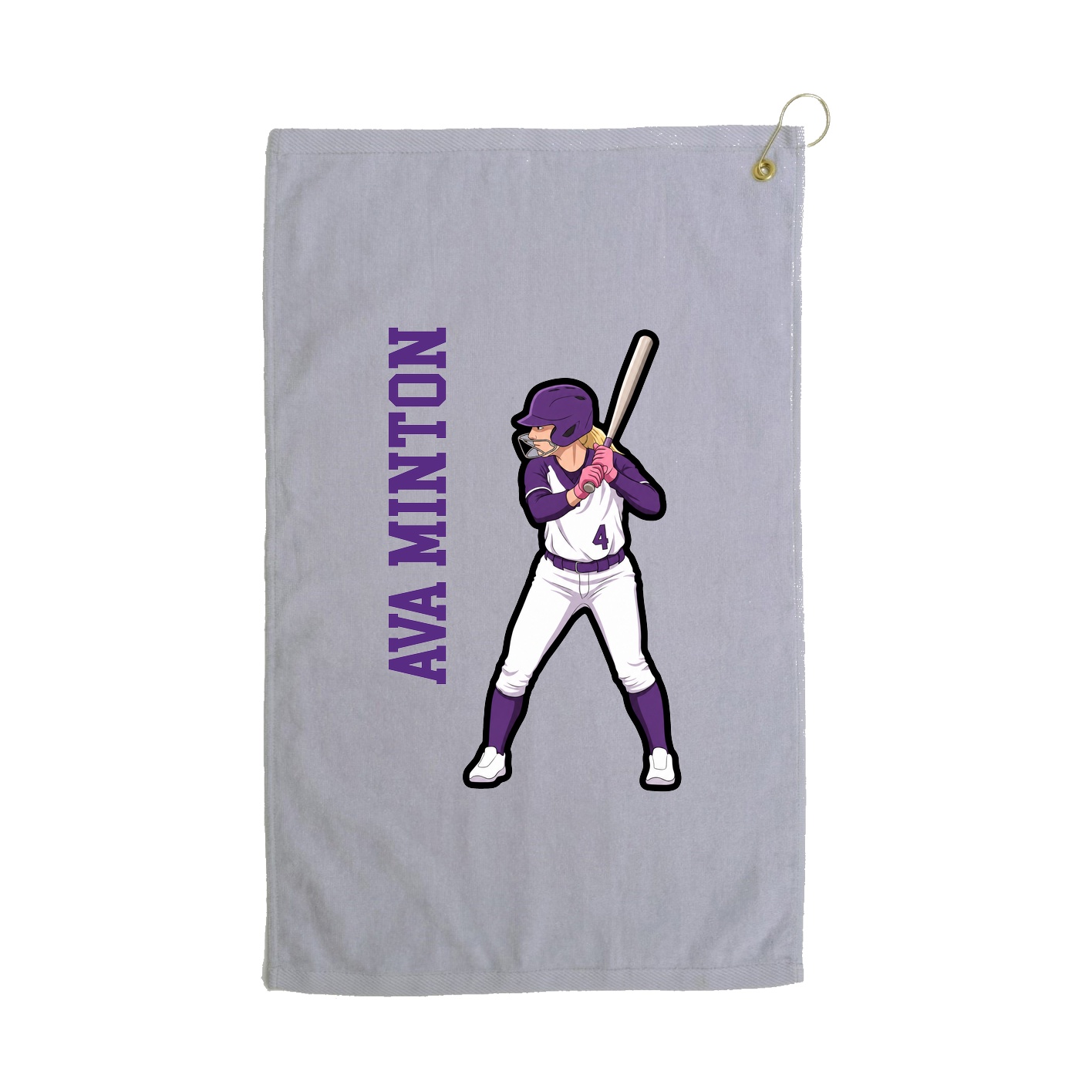 Golf Towel — Name Vertical in Grey