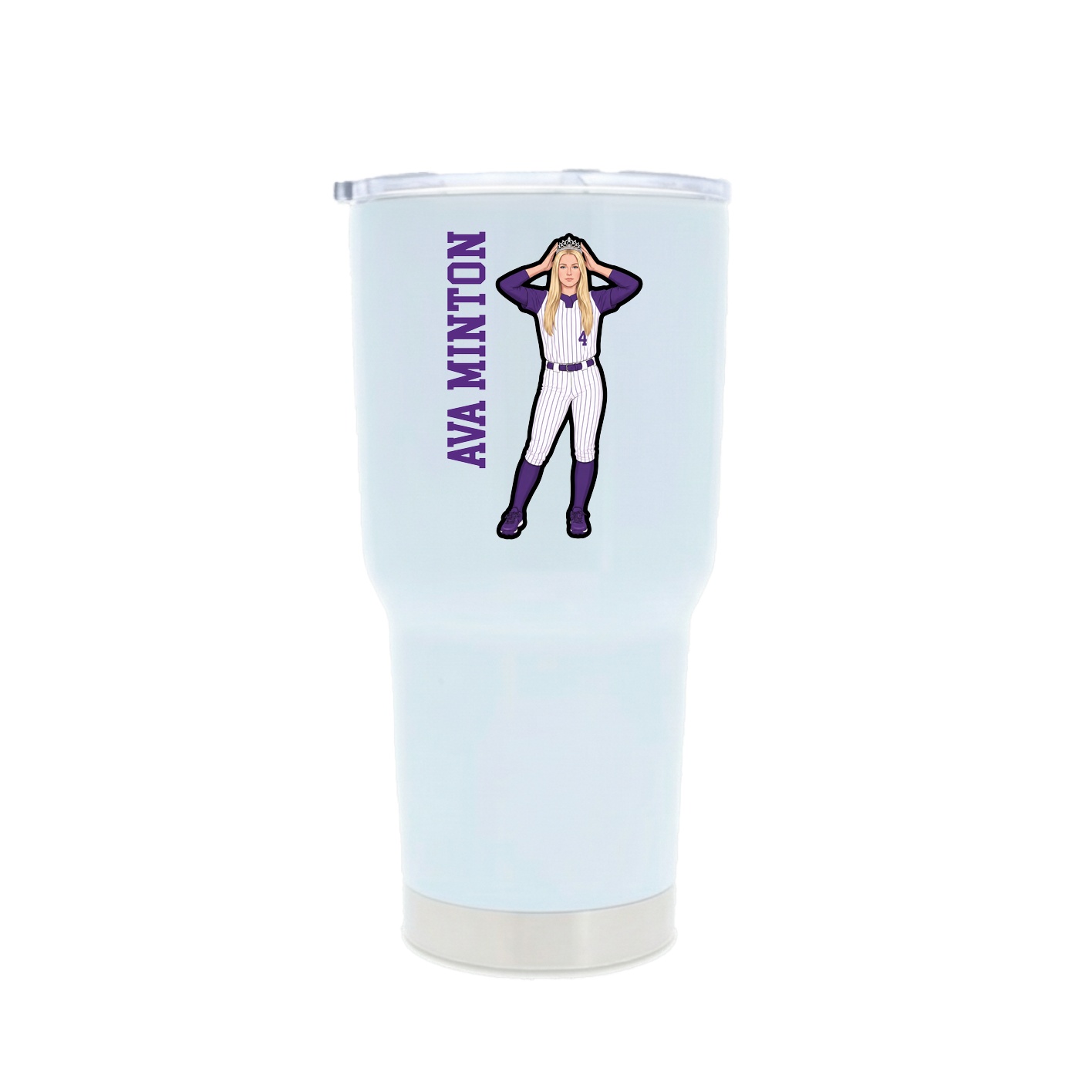 30oz Stainless Steel Tumbler — Name Vertical in White
