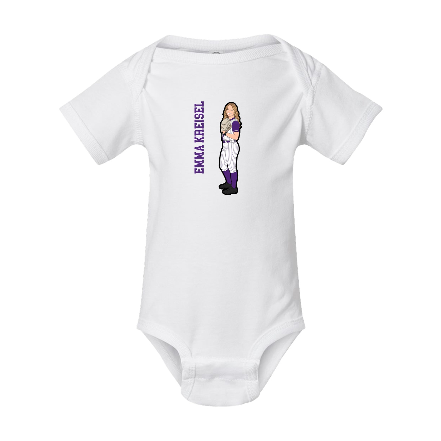 Baby Onesie — Name Vertical in White