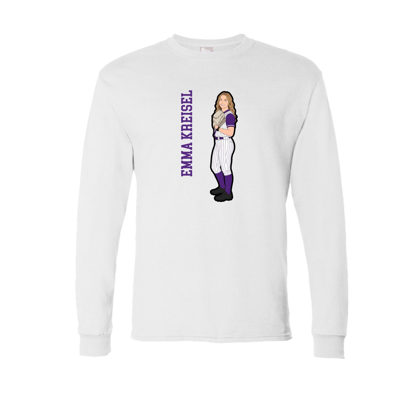 Long Sleeve Tee — Name Vertical in White