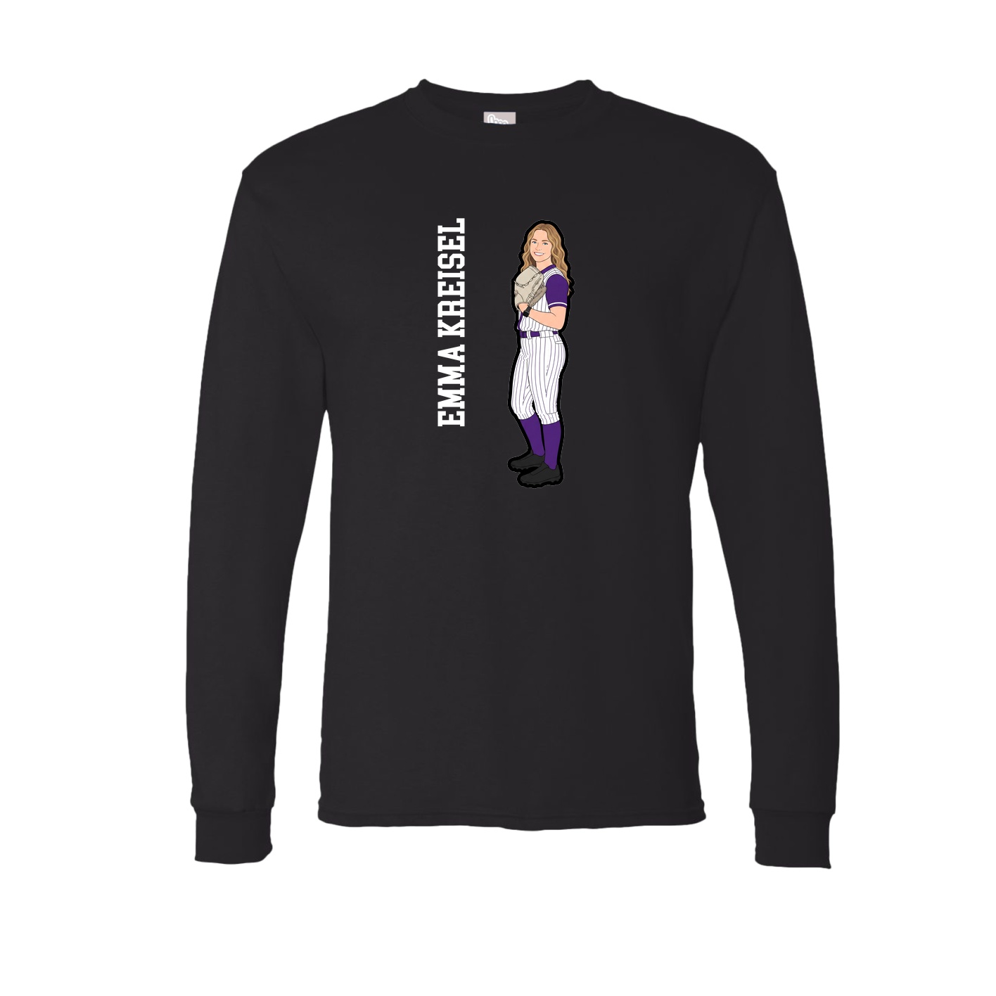 Long Sleeve Tee — Name Vertical in Black