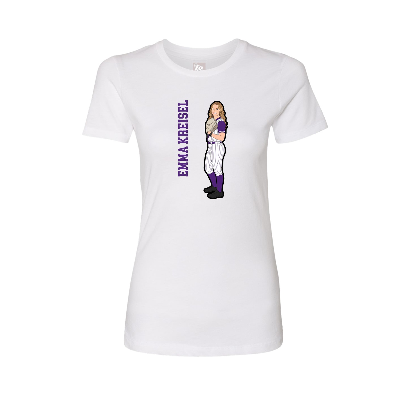 Womens Tee — Name Vertical in White