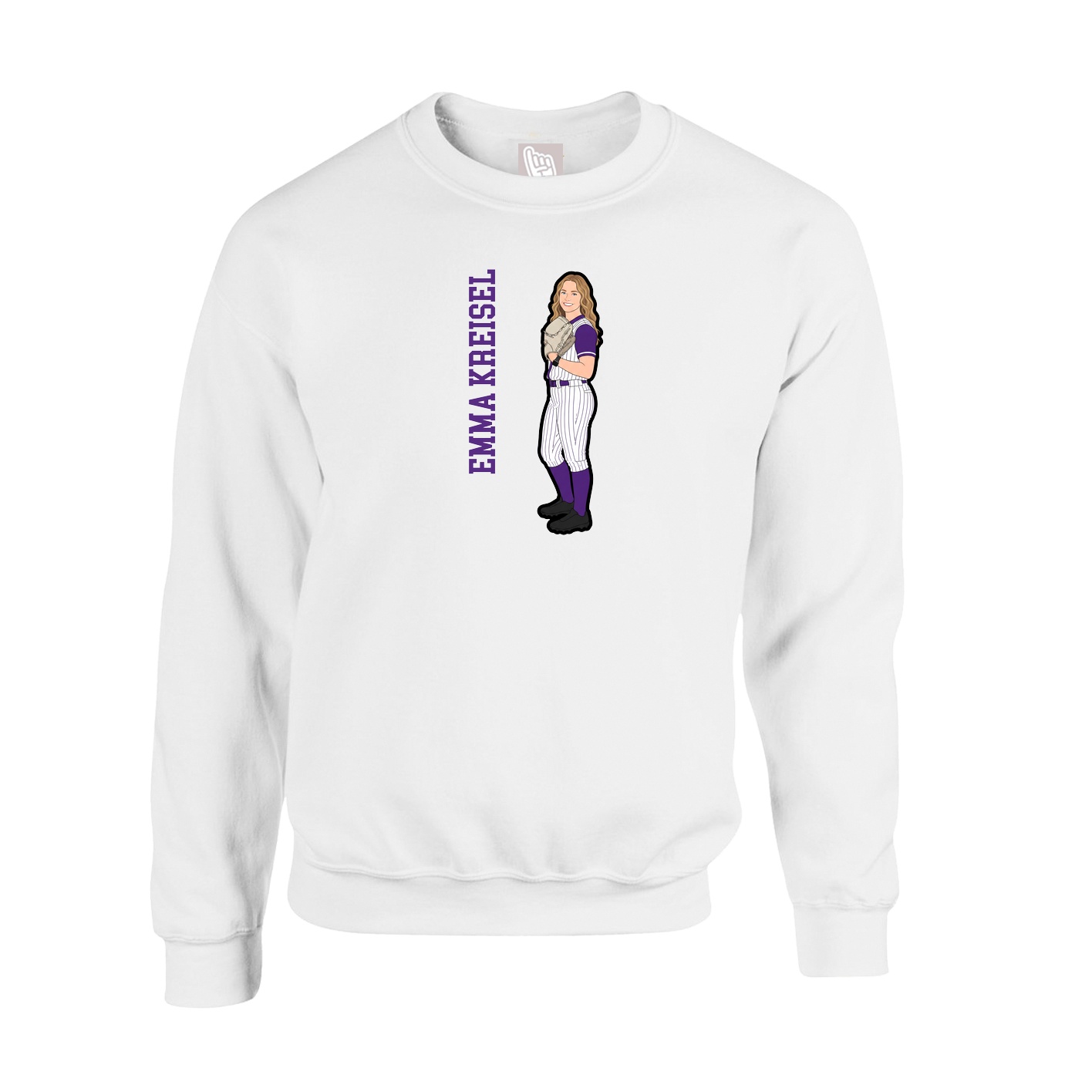 Fleece Crew — Name Vertical in White