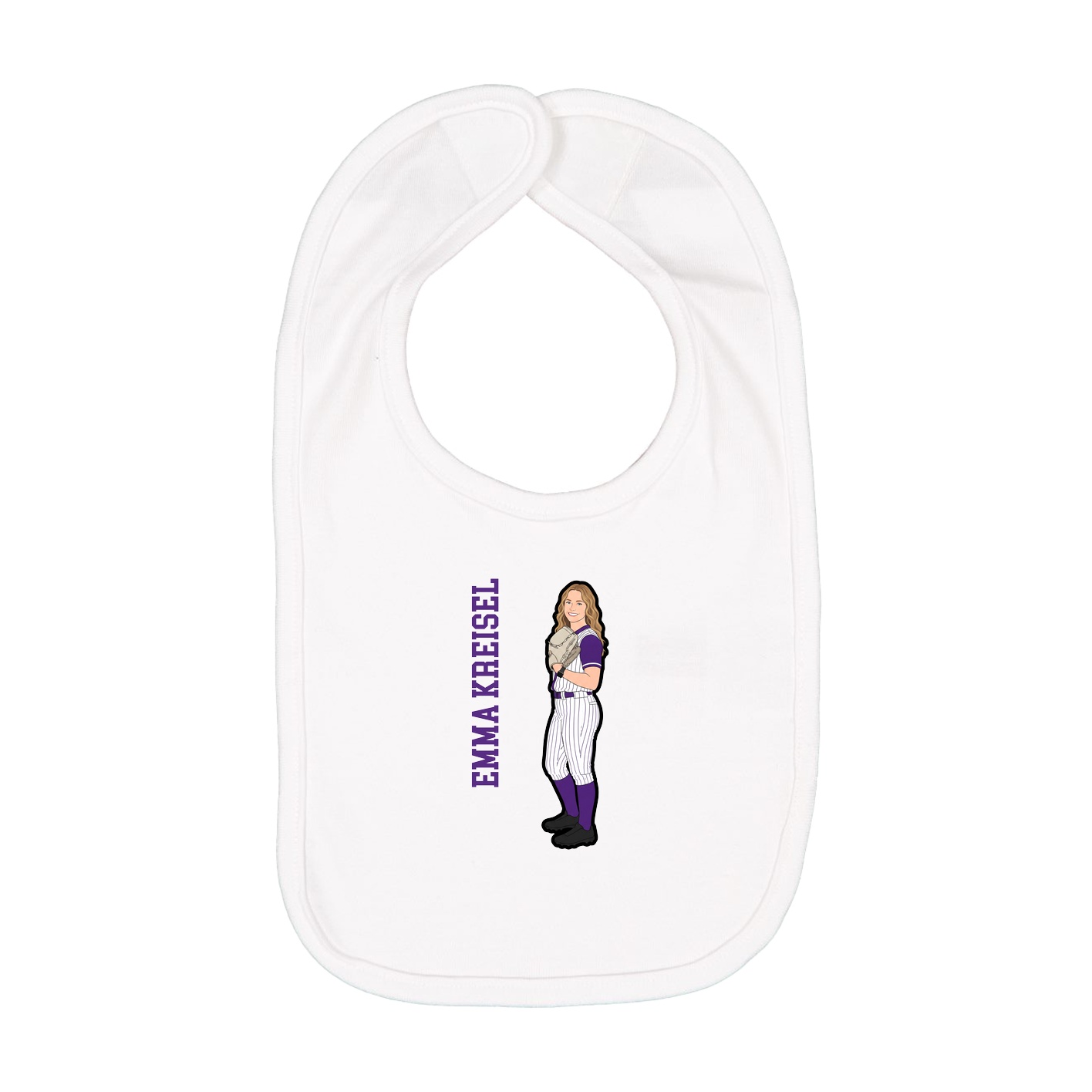 Infant Bib — Name Vertical in White
