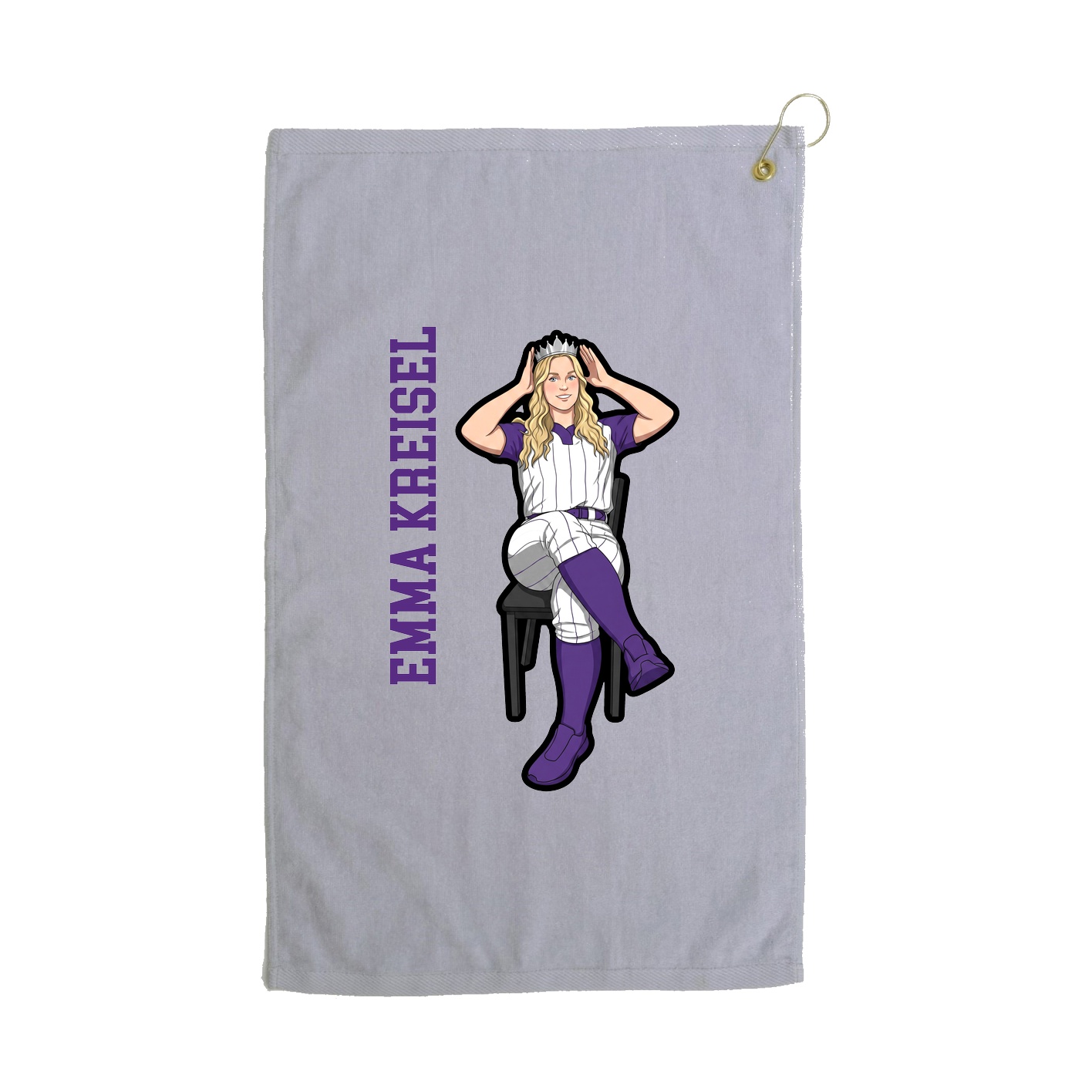 Golf Towel — Name Vertical in Grey