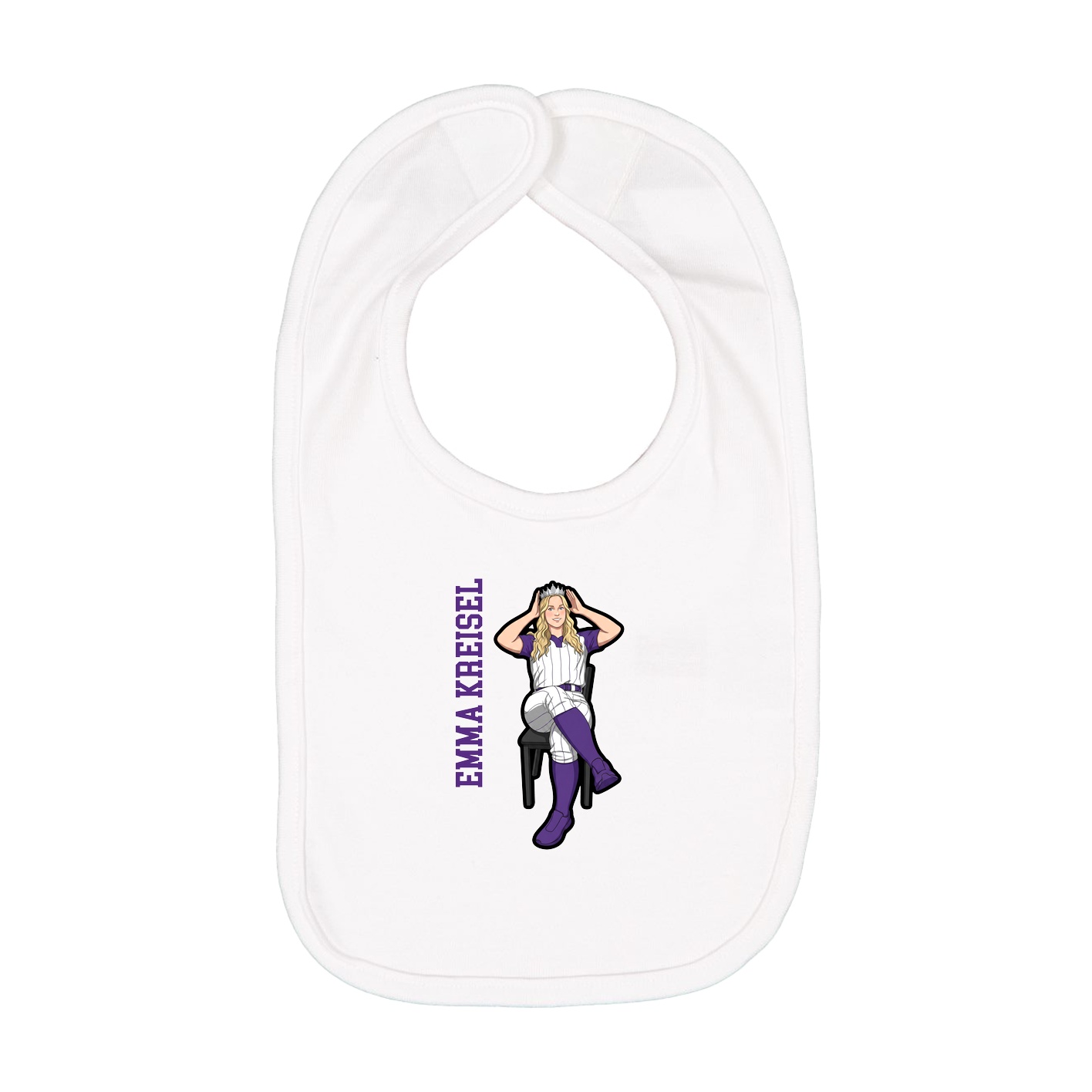 Infant Bib — Name Vertical in White