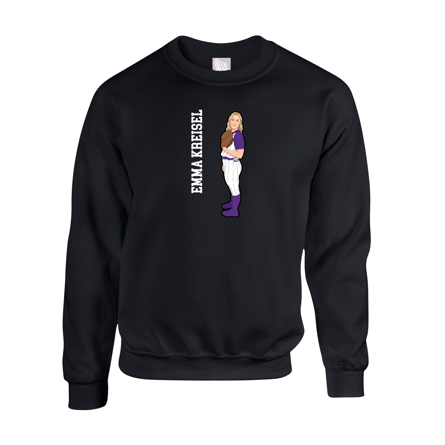 Fleece Crew — Name Vertical in Black