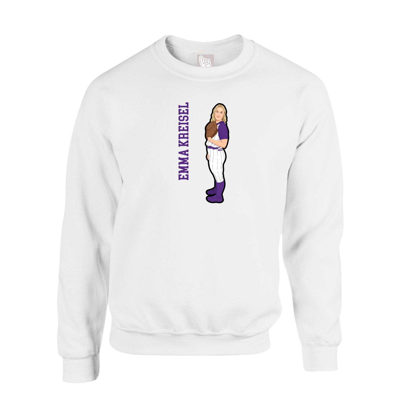 Fleece Crew — Name Vertical in White