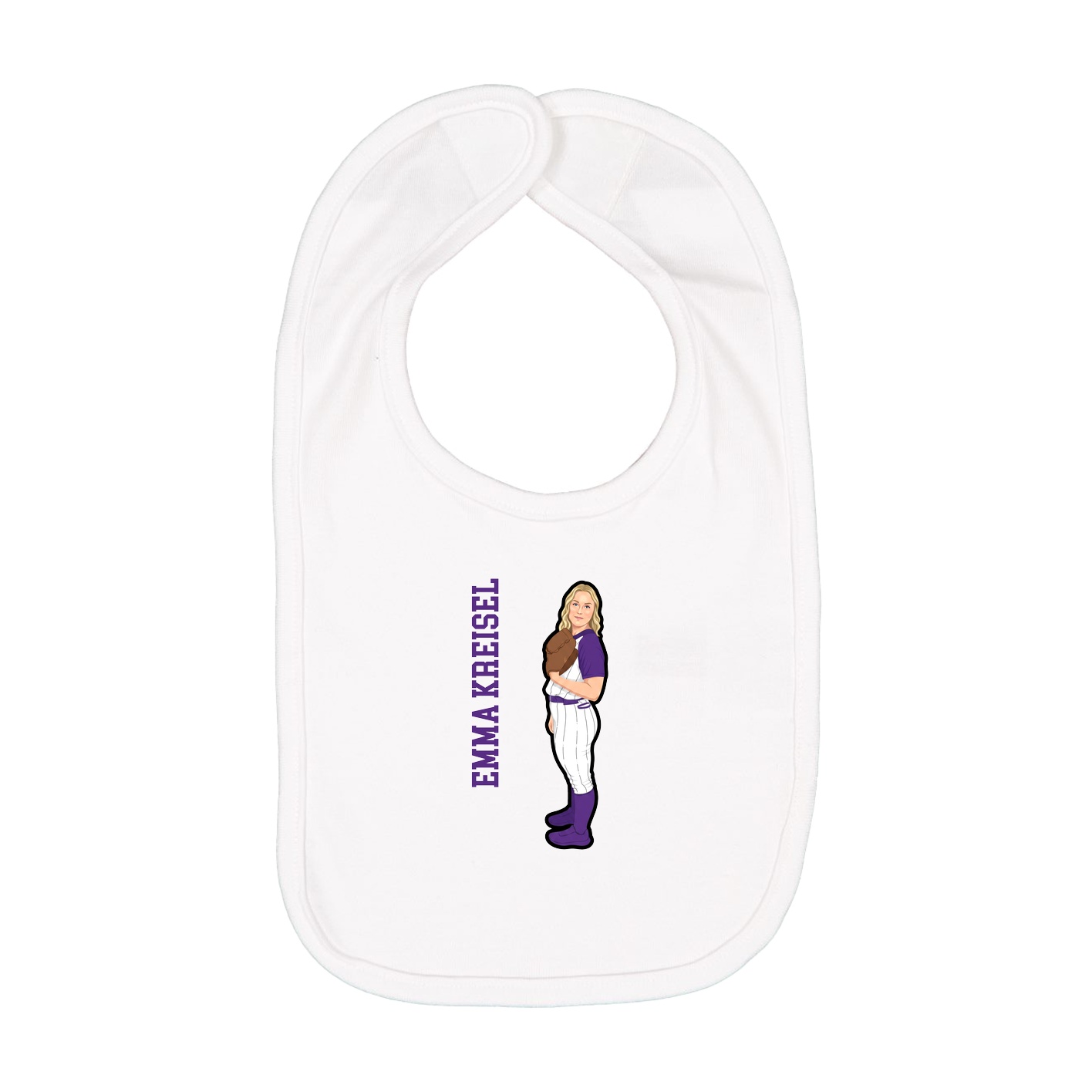 Infant Bib — Name Vertical in White