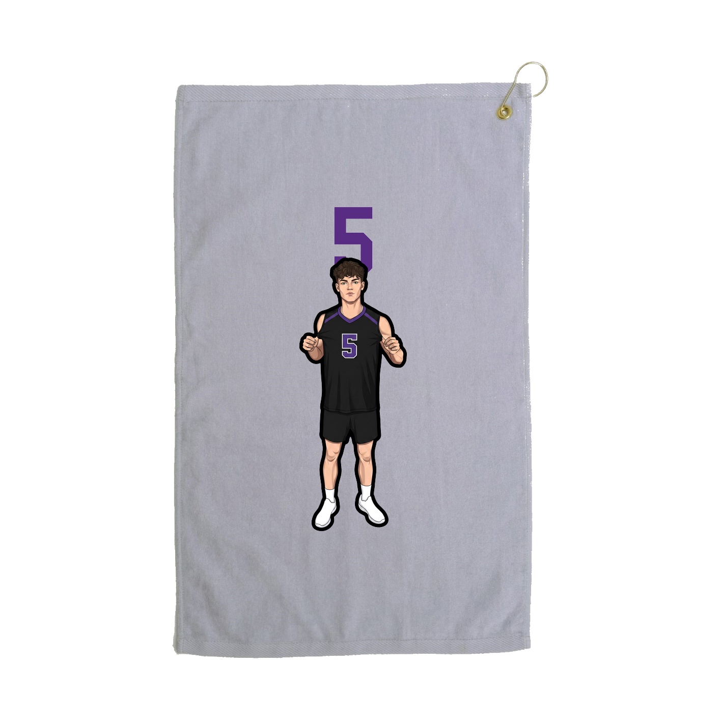 Golf Towel — Number Top in Grey