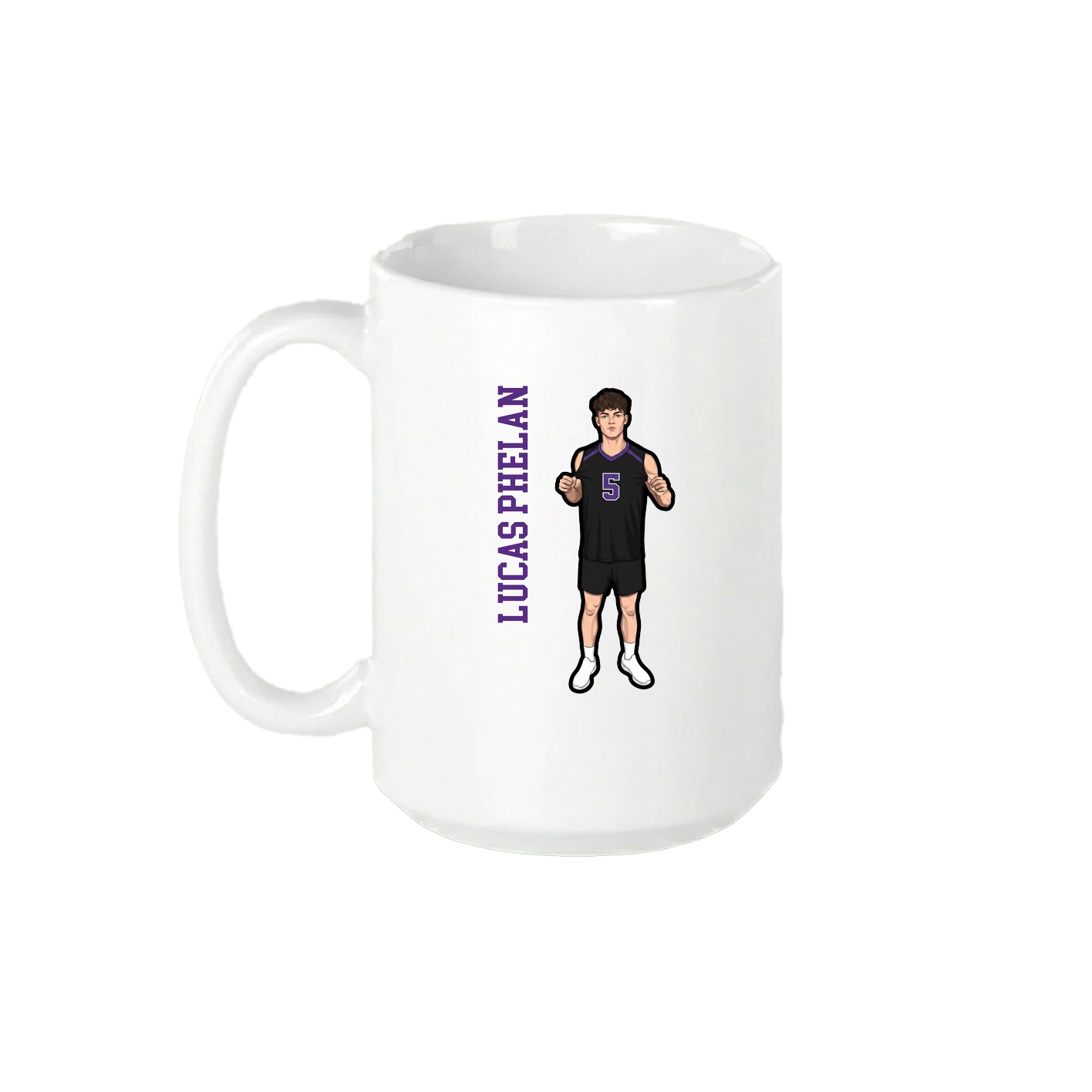 15oz Coffee Mug — Name Vertical in White