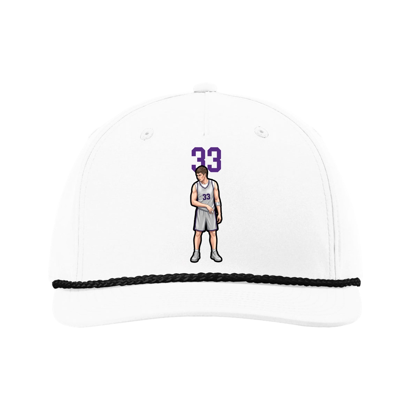 Five-Panel Classic Rope Cap — Number Top in White