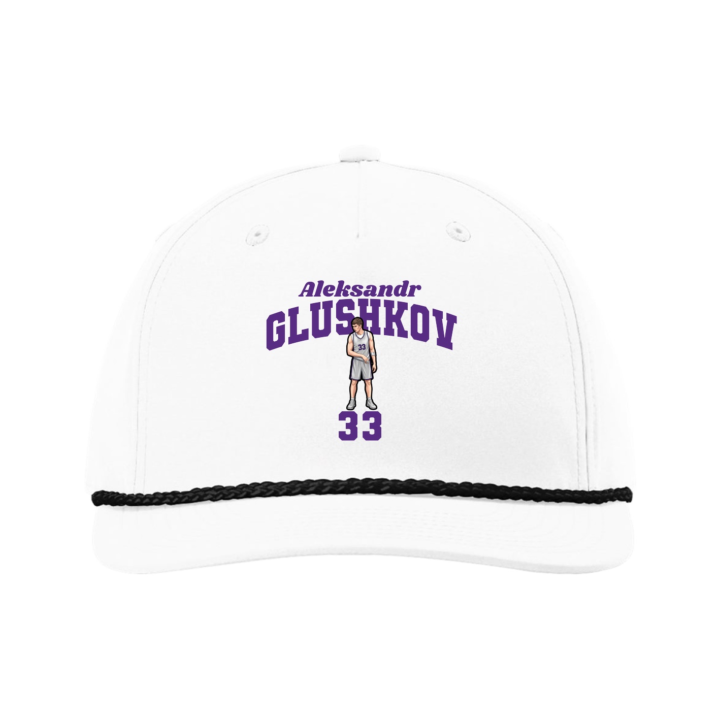 Five-Panel Classic Rope Cap — Signature Arch in White